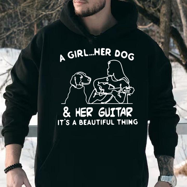 A Girl Her Dog And Her Guitar Its A Beautiful Thing t-shirt
