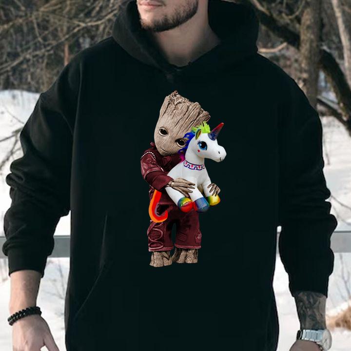 Baby Groot hug unicorn Marvel Avengers t-shirt