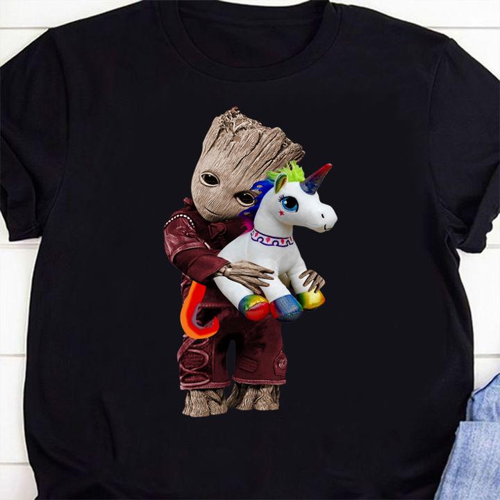 Baby Groot hug unicorn Marvel Avengers t-shirt 1 Clothing, Marvelcomicsteeshirt News
