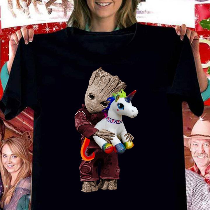 Baby Groot hug unicorn Marvel Avengers t-shirt