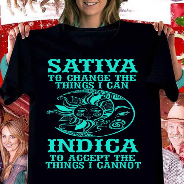 sativa to change the thing i can indica to accept the things i cannot moon and sun women shirt - Sativa To Change The Thing I Can Indica To Accept The Things I Cannot Moon And Sun t-shirt