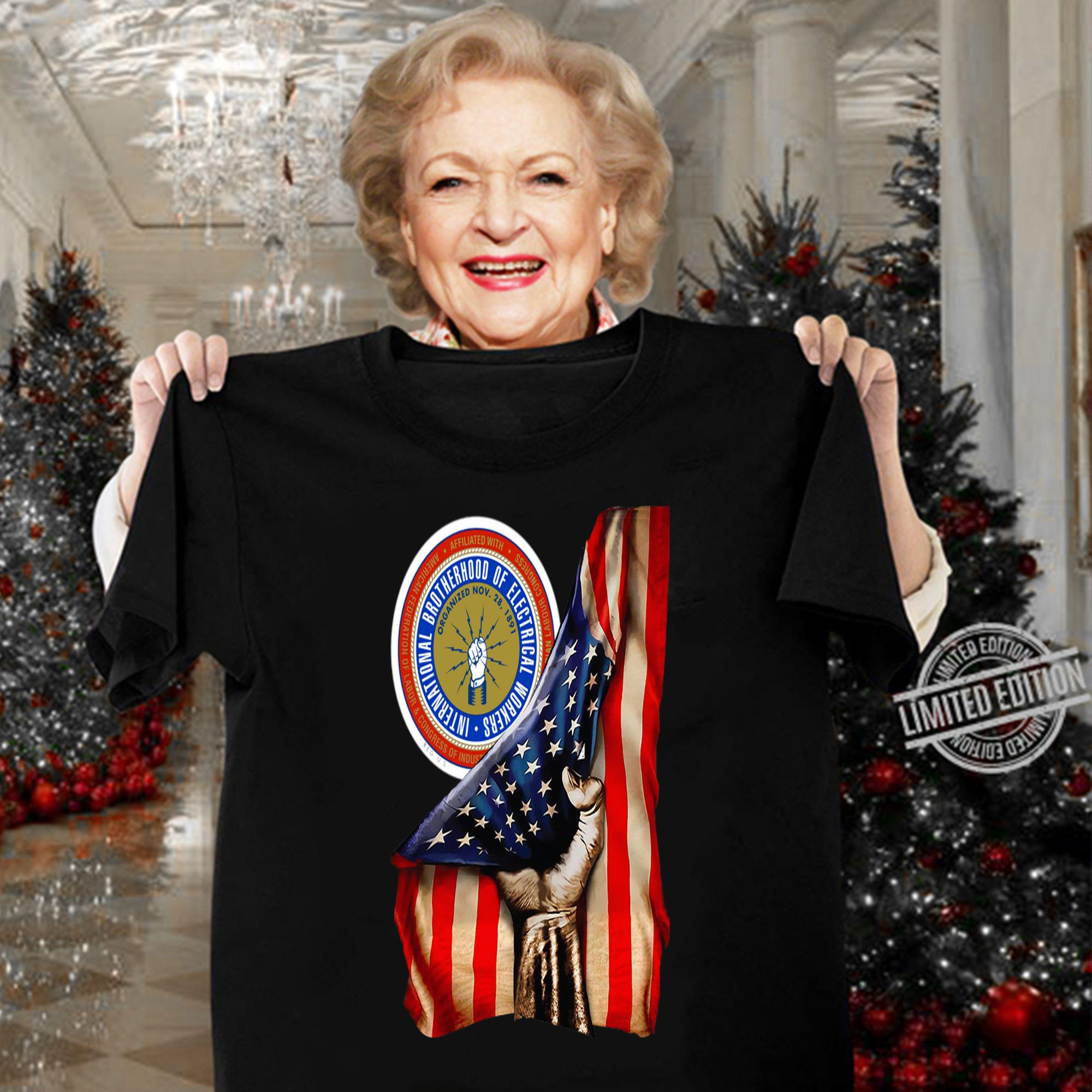 American Flag International Brotherhood Of Electrical Workers t-shirt
