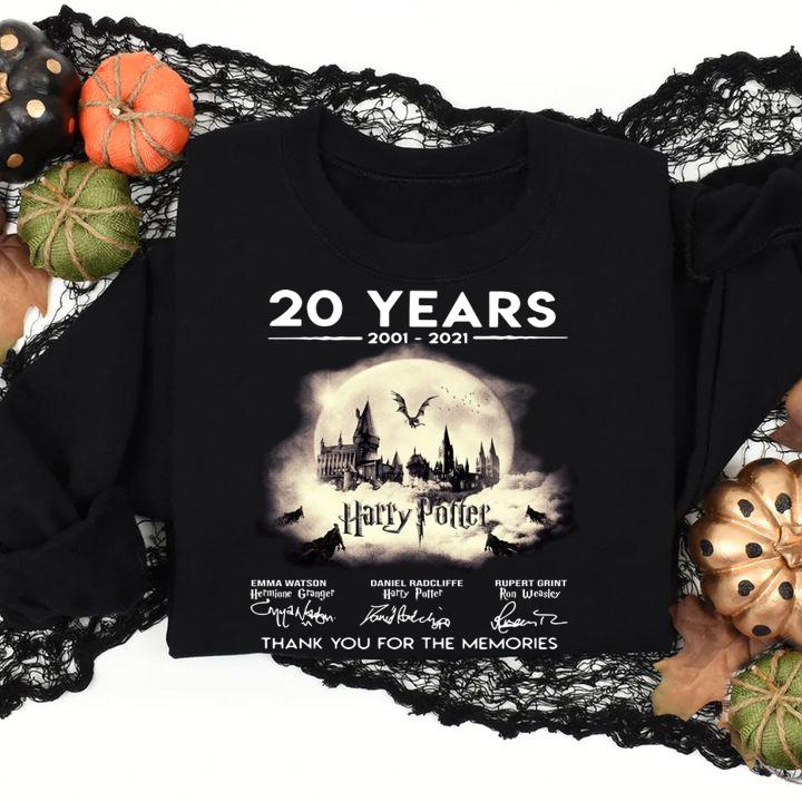 Harry Potter 20 Years 2001-2021 Signatures Thank You For The Memories t-shirt