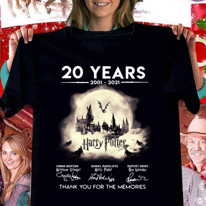 Harry Potter 20 Years 2001-2021 Signatures Thank You For The Memories t-shirt