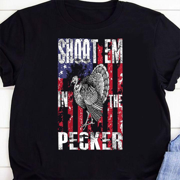 Premium Men's Turkey Hunting Shoot Em In The Pecker Hunter t-shirt 53 MOTHERDAYSHIRTS NEWS