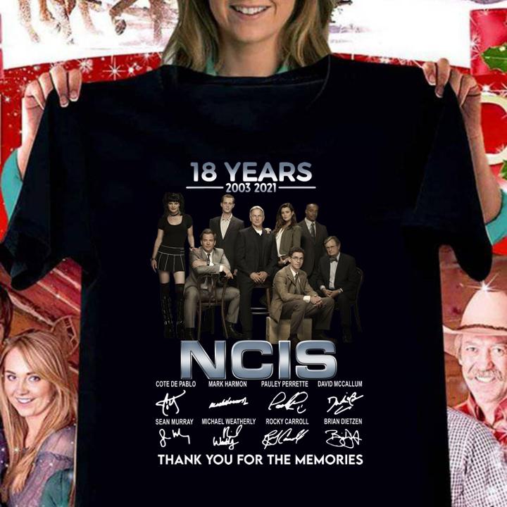 18 years 2003-2021 NCIS signatures thank you for the memories t-shirt