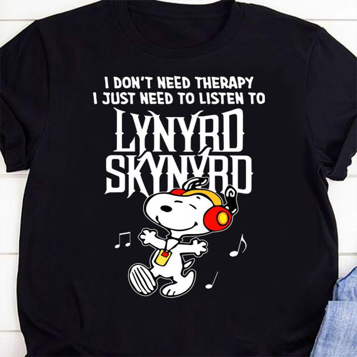 Snoopy I don't need therapy i just need to listen to Lynyrd Skynyrd t-shirt 40 MOTHERDAYSHIRTS NEWS