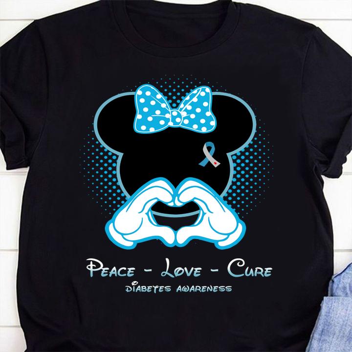 Mickey Mouse Heart Peace Love Cure Diabetes Awareness t-shirt 1 Clothing, MOTHERDAYSHIRTS NEWS