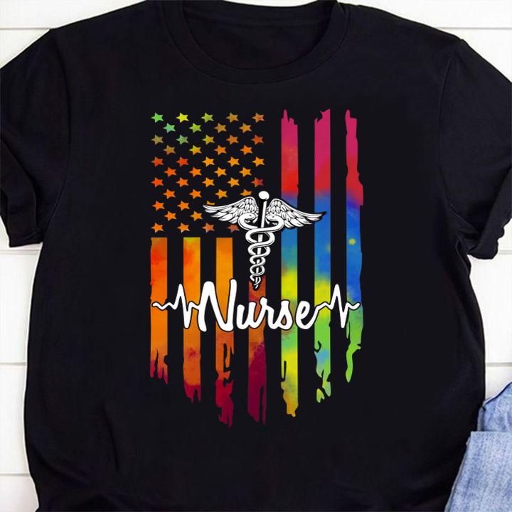 Nurse Colorful American Flag t-shirt 18 MOTHERDAYSHIRTS NEWS