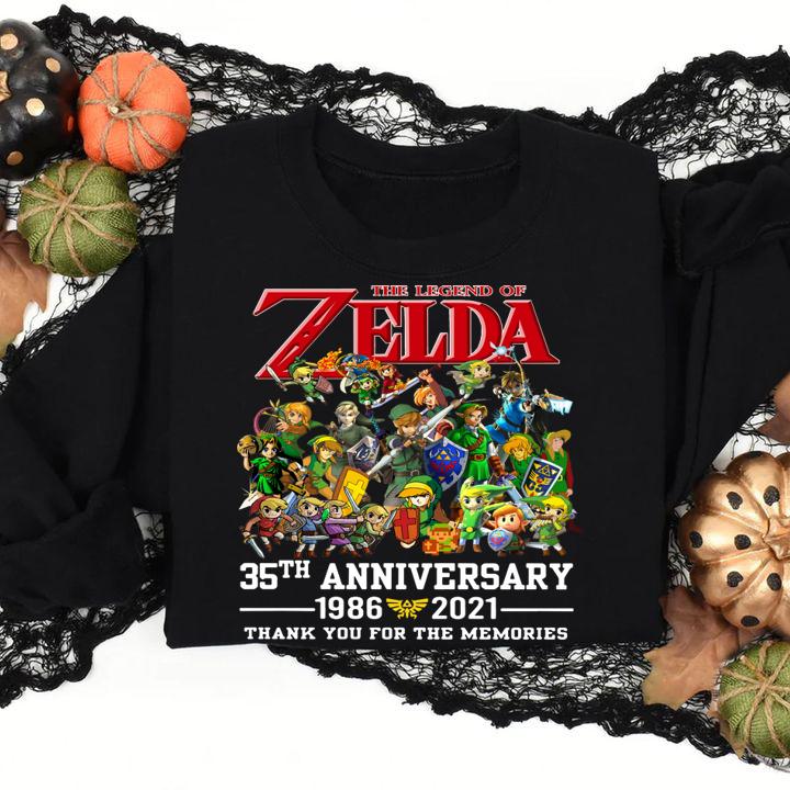 The Legend of Zelda 35th anniversary 1986-2021 thank you for the memories t-shirt