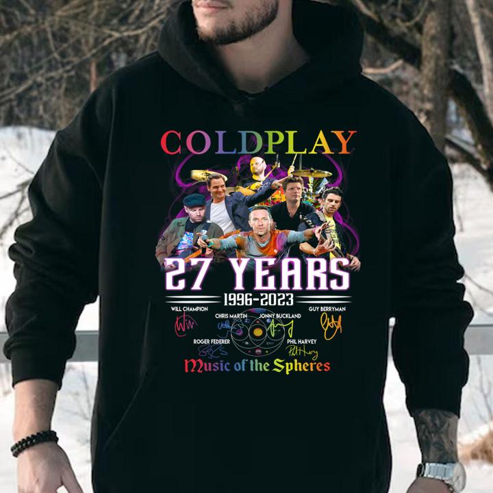 Coldplay 27 Years 1996-2023 Music Of The Spheres Signatures t-shirt