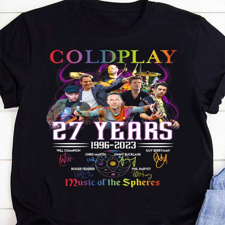 Coldplay 27 Years 1996-2023 Music Of The Spheres Signatures t-shirt 84 mydisneyshirt news