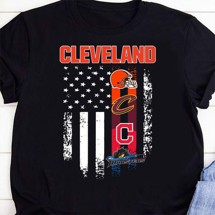 American Flag Cleveland Sports Teams Cleveland Browns Cleveland Cavaliers Cleveland Indians Cleveland Monsters t-shirt 69 mydisneyshirt news