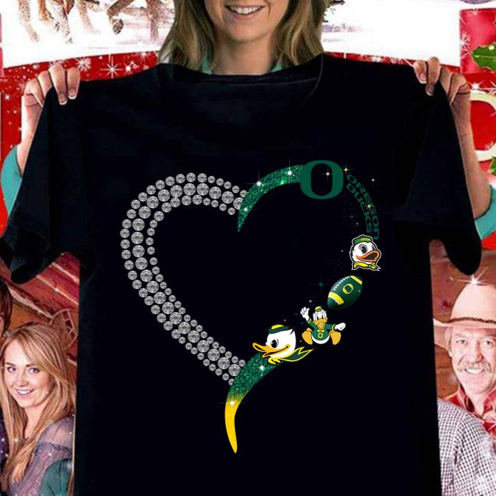 Diamond Heart love Oregon Ducks football team t-shirt