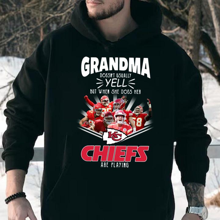 Kansas City Chiefs Grandma Doesn't Usually Yell But When She Does Her Chiefs Are Playing t-shirt