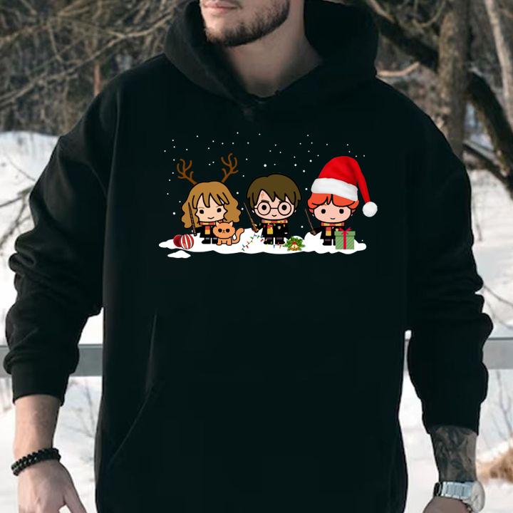 Harry Potter Chibi Harry Ron And Hermione Christmas t-shirt