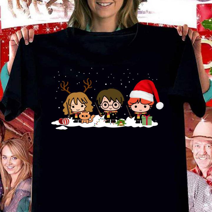 Harry Potter Chibi Harry Ron And Hermione Christmas t-shirt