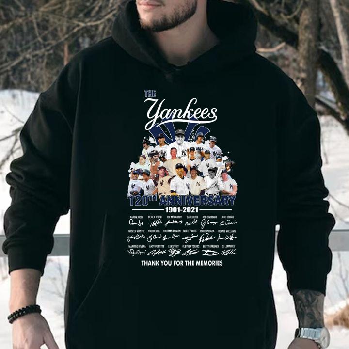 The New York Yankees 120th Anniversary 1901 2021 Thank You For The Memories Signatures t-shirt