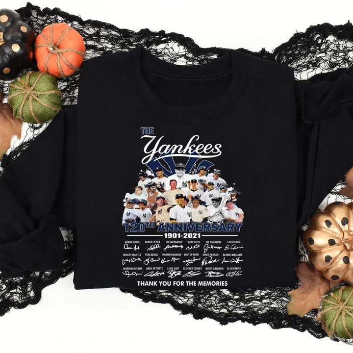 The New York Yankees 120th Anniversary 1901 2021 Thank You For The Memories Signatures t-shirt