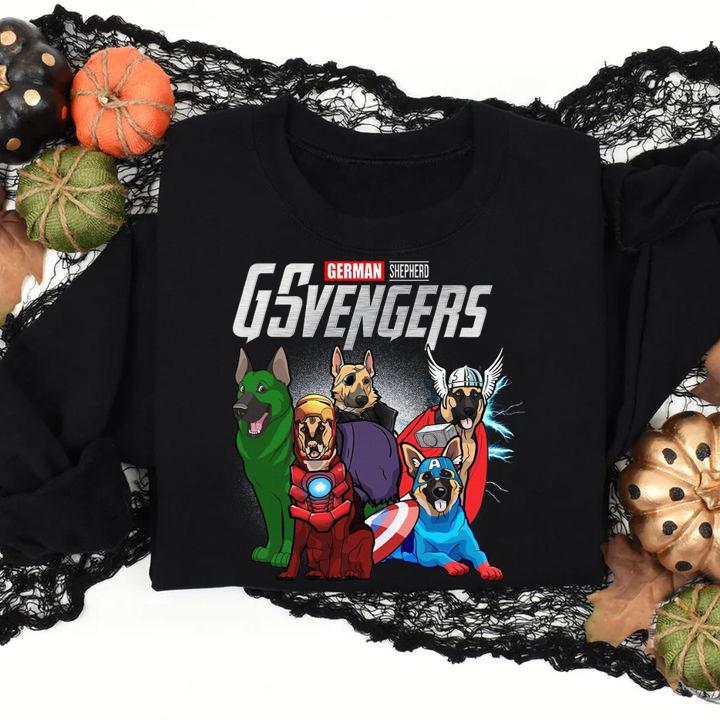 German Shepherd GSvengers Marvel Avengers t-shirt