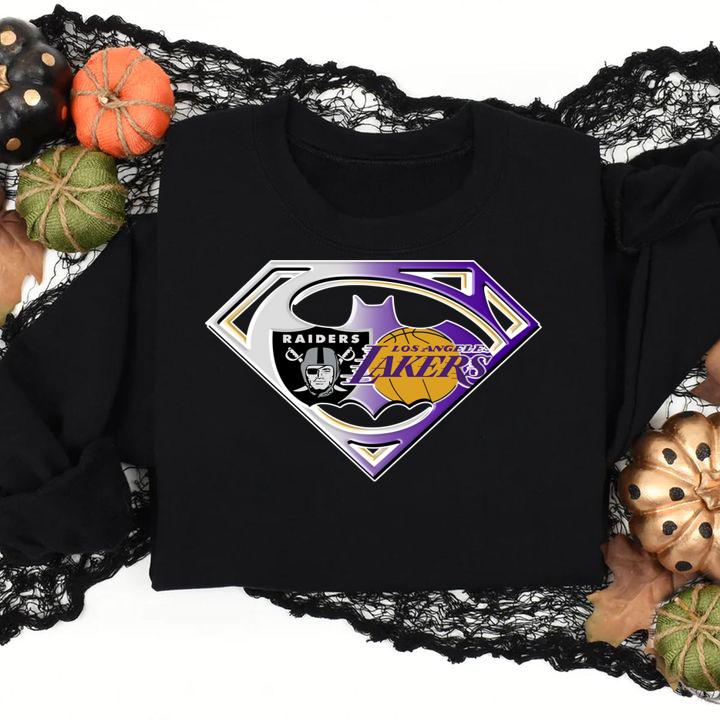 Superman Oakland Raiders And Los Angeles Lakers 4th Of July t-shirt