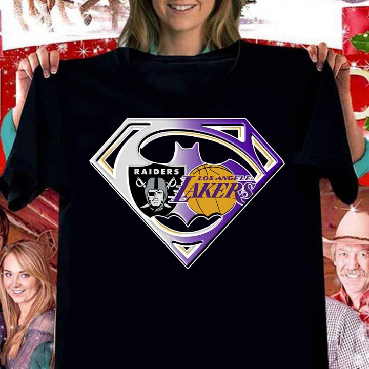 Superman Oakland Raiders And Los Angeles Lakers 4th Of July t-shirt