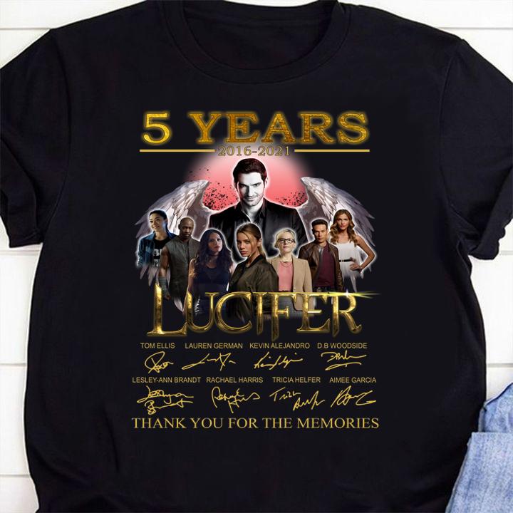 Lucifer 5 years 2016-2021 signatures thank you for the memories t-shirt 16 mydisneyshirt news