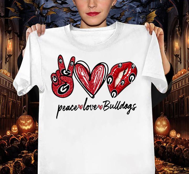 Peace Love And Lips Georgia Bulldogs t-shirt