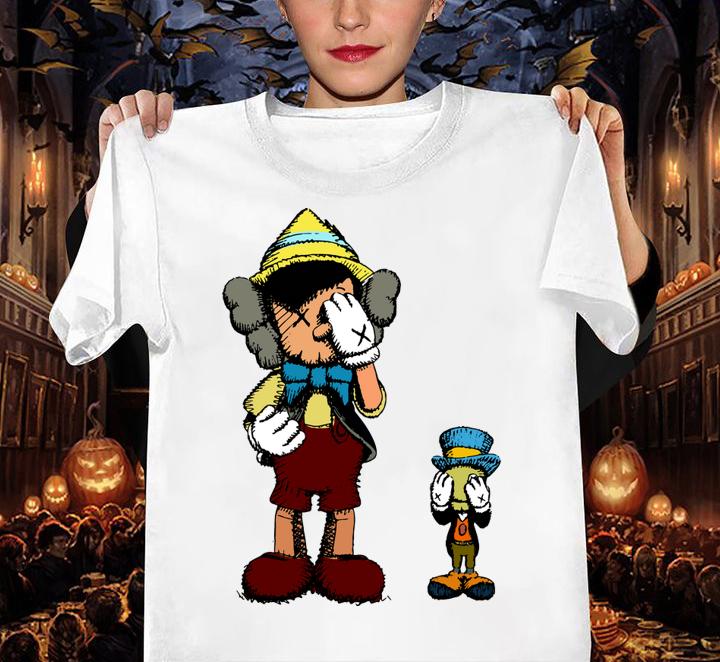 Hot Kaws mashup Pinocchio and Jiminy Cricket t-shirt