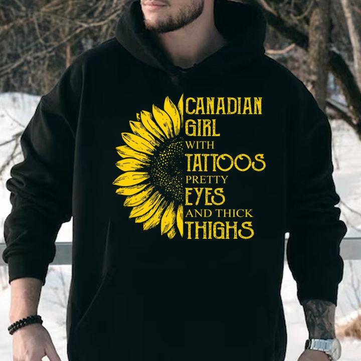 Womens Canadian Girl Tattoos Pretty Eyes Thick Thighs t-shirt