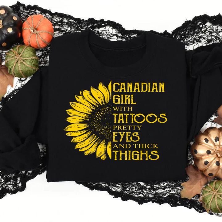Womens Canadian Girl Tattoos Pretty Eyes Thick Thighs t-shirt