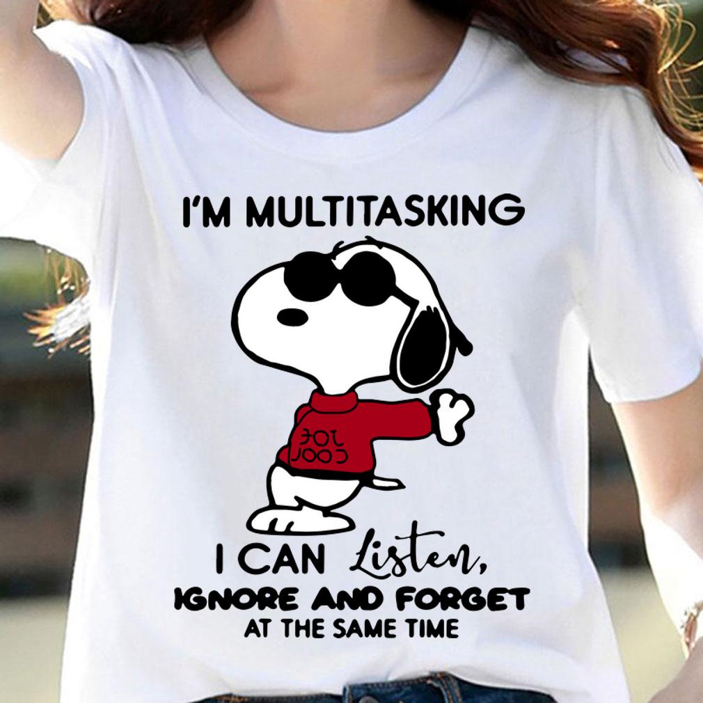 Snoopy I'm multitasking I can listen ignore and forget at the same time t-shirt
