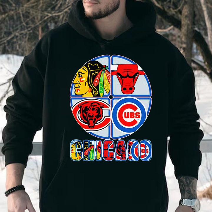 Chicago Blackhawks Bulls Bears And Cubs Logo t-shirt