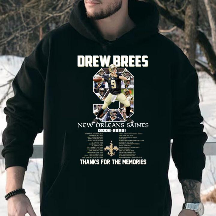 9 Drew Brees New Orleans Saints 2006-2020 Thanks For The Memories t-shirt
