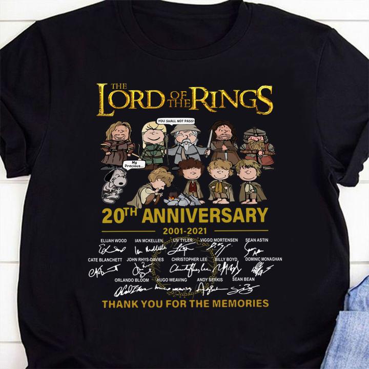 The Lord Of The Ring 20th anniversary 2001-2021 signatures thank you for the memories t-shirt 1 Clothing, Nursedaytee News