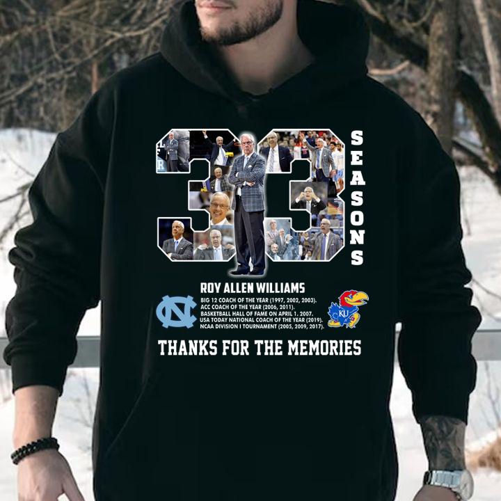 33 Seasons Roy Allen Williams Thanks For The Memories t-shirt