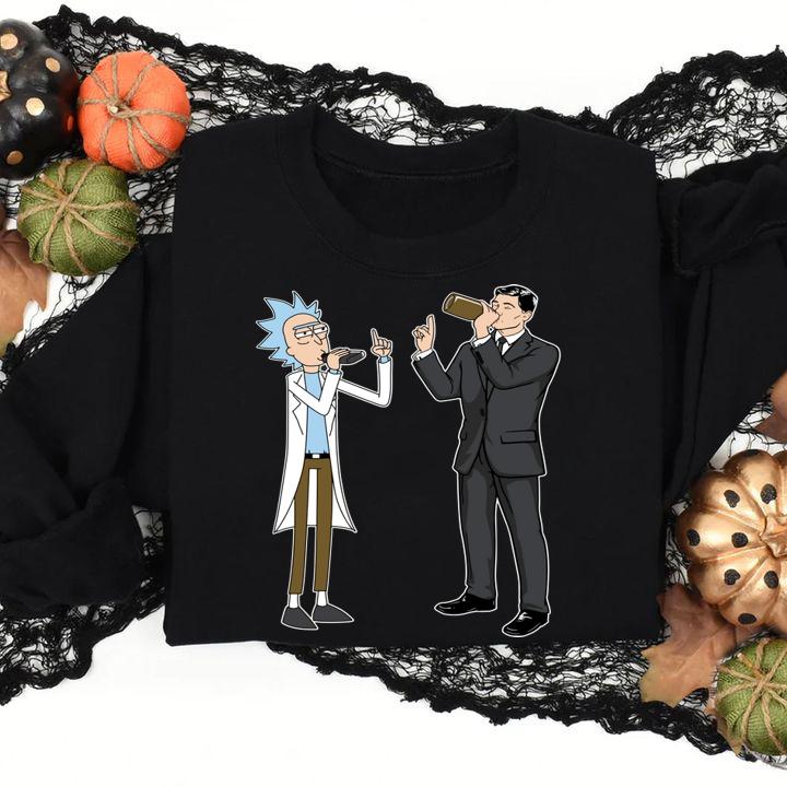 Rick And Morty Archer Drink Wine t-shirt