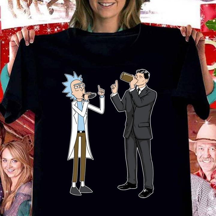 Rick And Morty Archer Drink Wine t-shirt