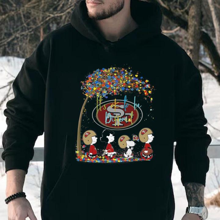 San Francisco 49ers Peanuts Snoopy Autism Awareness its ok to be different t-shirt