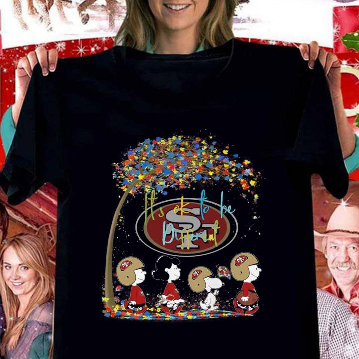 San Francisco 49ers Peanuts Snoopy Autism Awareness its ok to be different t-shirt