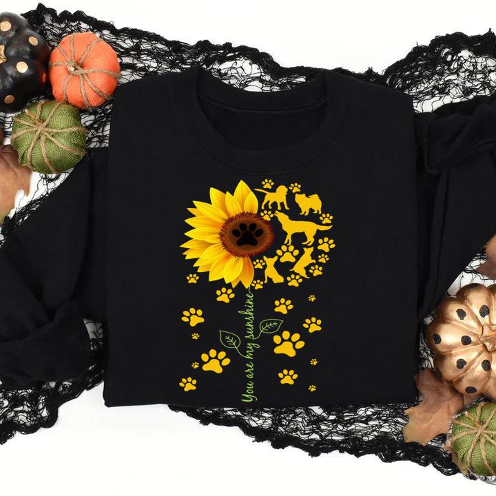 Sunflower You are my sunshine paws dogs sweater t-shirt