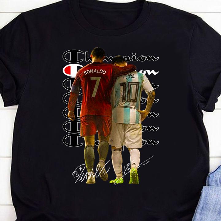 Champion Cristiano Ronaldo And Lionel Messi Signatures t-shirt 45 Nursetee News