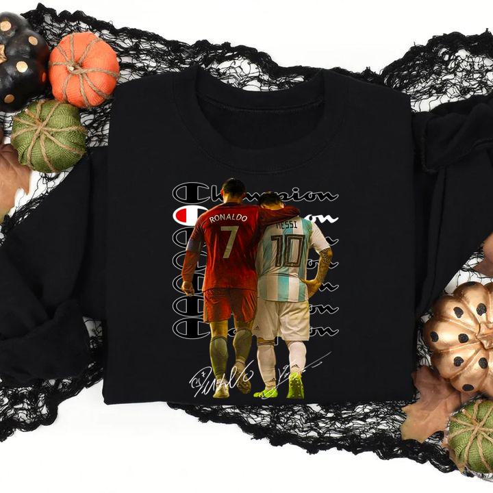 Champion Cristiano Ronaldo And Lionel Messi Signatures t-shirt