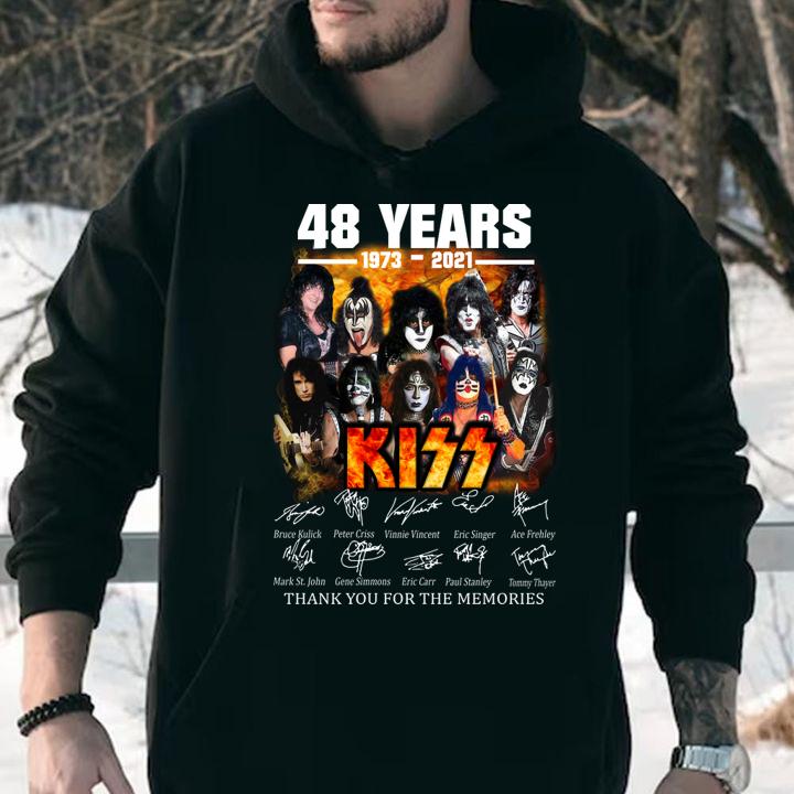48 years 1973-2021 Kiss signatures thank you for the memories t-shirt