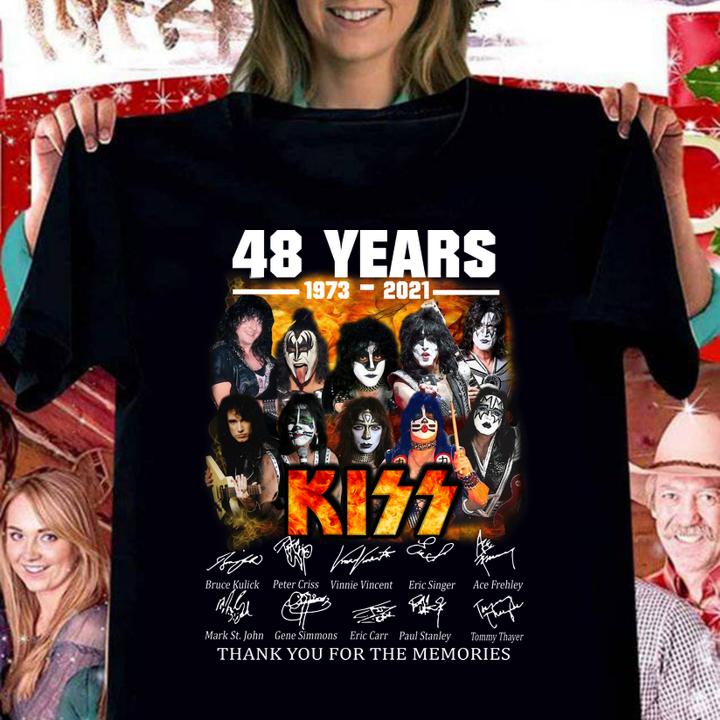 48 years 1973-2021 Kiss signatures thank you for the memories t-shirt