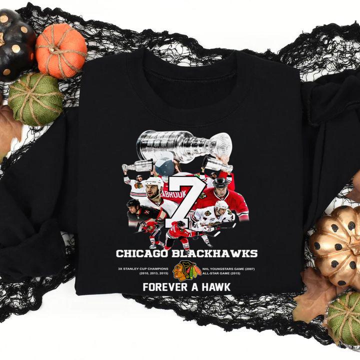 No.7 Brent Seabrook Chicago Blackhawks Forever A Hawk t-shirt