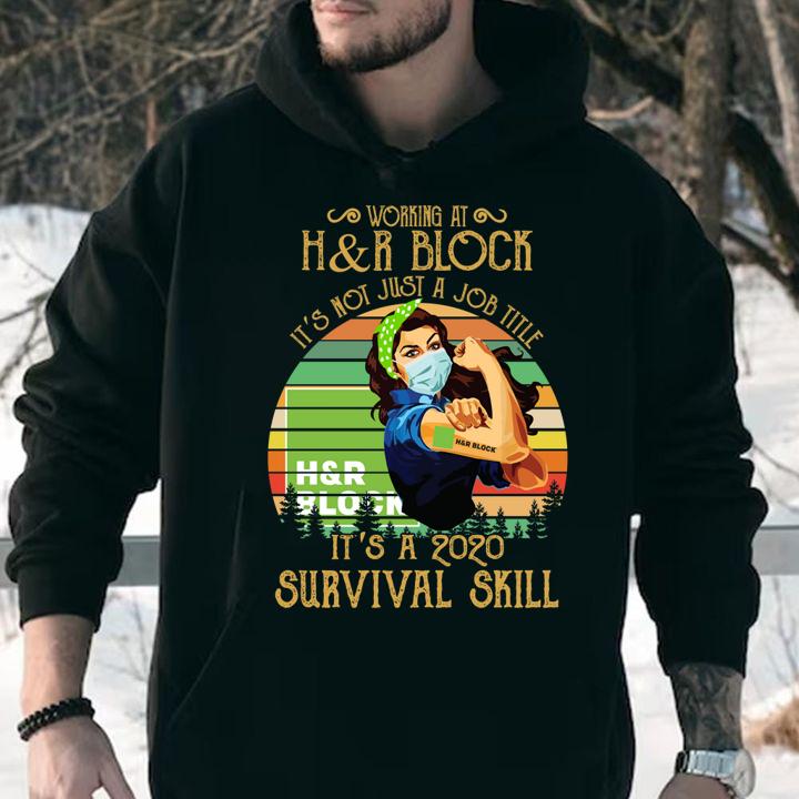 Strong Woman Mask Working At Hr Block Its Not Just A Job Title Its A 2020 Survival Skill Vintage t-shirt