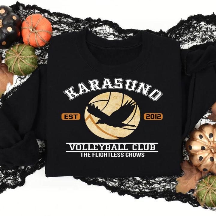 Karasuno est 2012 volleyball club the flightless crows t-shirt