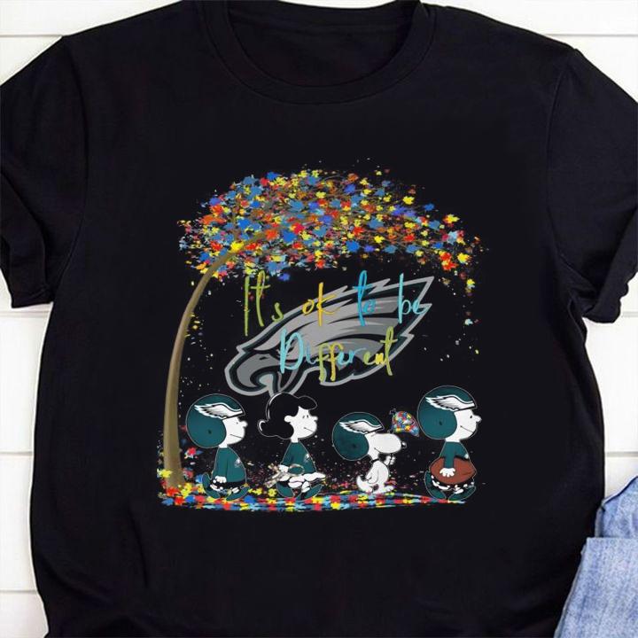 Philadelphia Eagles Peanuts Snoopy Autism Awareness its ok to be different t-shirt 13 Nursetee News