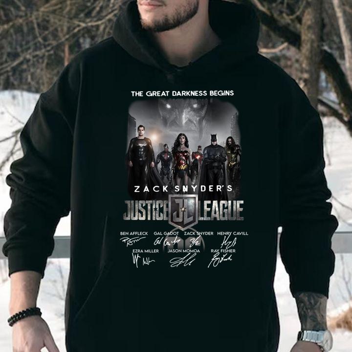 The great darkness begins Zack Snyder's Justice League signatures t-shirt